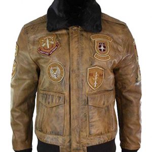 Mens Aviator Bomber Leather Jacket