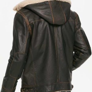 Alternative view of Mens Aviator Brown Hooded Jacket