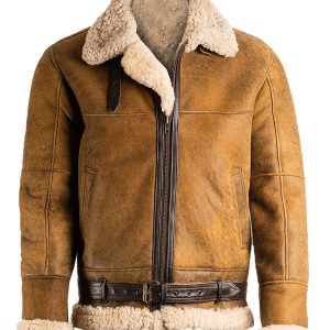 B3 shearling Brown Mens aviator jacket