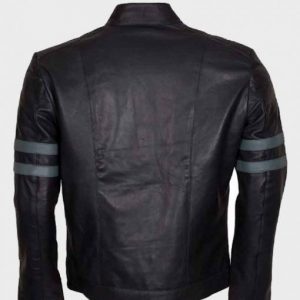 Alternative view of Mens Blue Stripe Black Cafe Racer Jacket