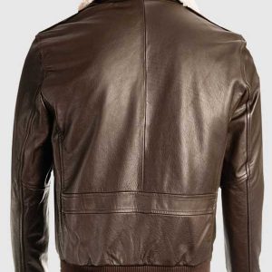 Alternative view of Men's Brown Pilot Bomber Shearling Jacket