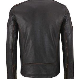 Alternative view of Men's Brown Stripe Café Racer Leather Jacket