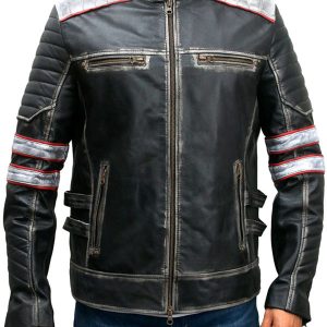 Mens Cafe Racer Distressed Leather Jacket
