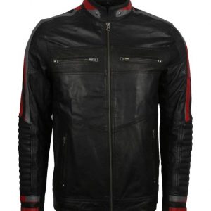 Mens Cafe Racer Red Striped Jacket