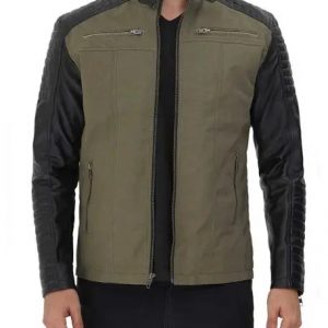 Alternative view of Men's Darrell Green and Black Cafe Racer Jacket