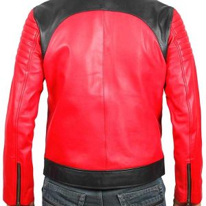 Alternative view of Men's Red and Black Padded Leather Jacket