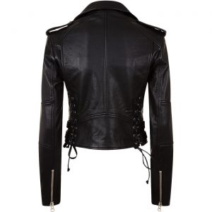 Alternative view of New Women’s Black Slim Fit Moto Biker Brando Style Real Leather Jacket