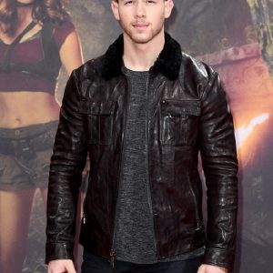 Jumanji Premiere Nick Jonas Leather Jacket
