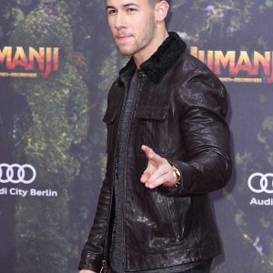 Alternative view of Jumanji Premiere Nick Jonas Leather Jacket