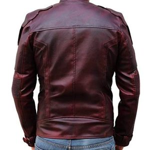 Alternative view of Guardians of The Galaxy 2 Chris Pratt Maroon Leather Jacket