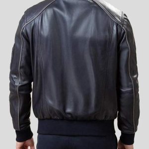 Alternative view of Mens Black Leather Bomber Jacket