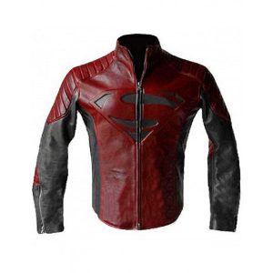 Alternative view of NEW SUPERMAN MAN OF STEEL SMALLVILLE BLACK AND RED LEATHER SHIELD JACKET