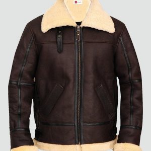 Mens Bomber Leather Aviator Shearling Jacket