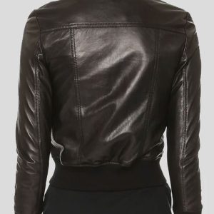 Alternative view of Womens Black Leather Bomber Jacket