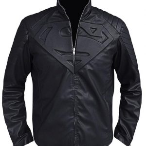 NEW SUPERMAN MAN OF STEEL SMALLVILLE BLACK LEATHER SHIELD JACKET