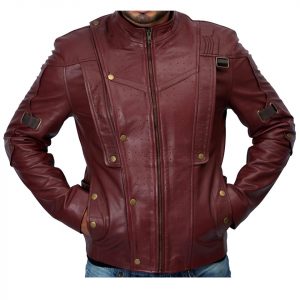 Alternative view of Guardians of the Galaxy 2 Chris Pratt Burgundy Leather Jacket