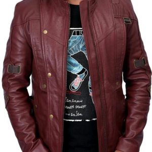 Guardians of the Galaxy 2 Chris Pratt Burgundy Leather Jacket