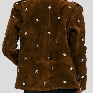 Alternative view of Womens Studded Brown Suede Leather Jacket