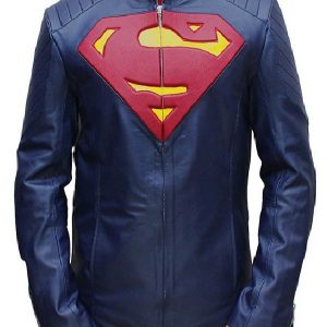 MEN’S SUPERMAN MAN OF STEEL BLUE LEATHER JACKET