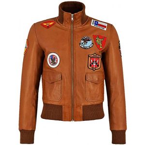 Alternative view of Top Gun Tan Brown Leather Bomber Jacket