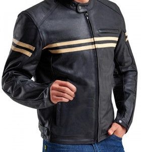 Black Retro Brunel Motorcycle Leather Jacket