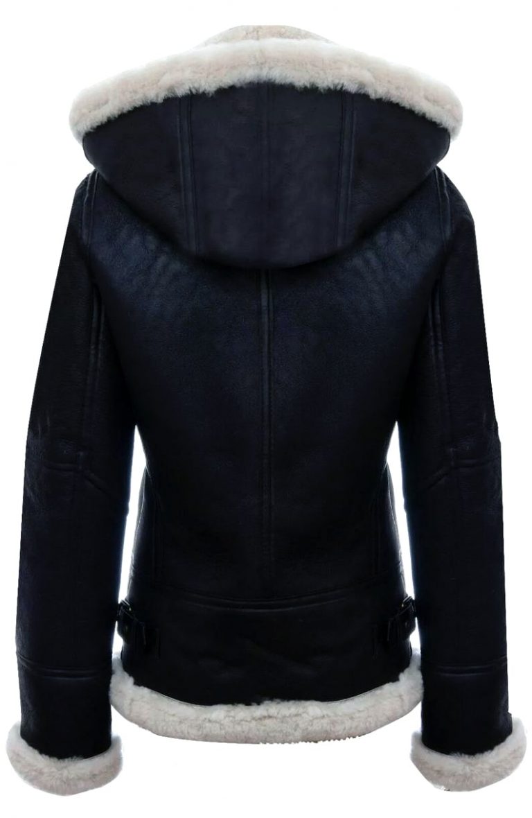 Women Hooded Shearling Jacket - Image 2