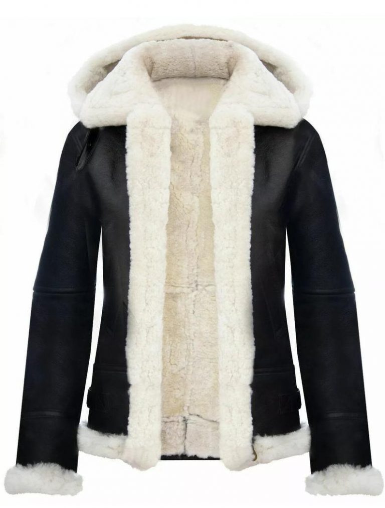 Women Hooded Shearling Jacket