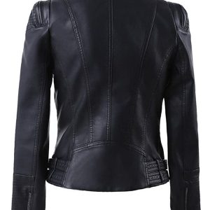 Women's Zip Up Moto Biker Leather Jacket