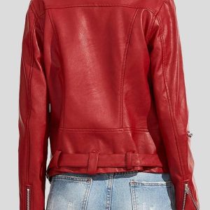 Alternative view of Womens Wear Red Leather Biker Jacket