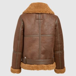 Alternative view of Women RAF Aviator Brown Shearling Leather Jacket