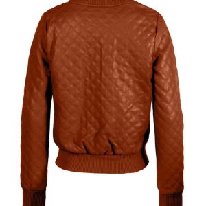 Alternative view of Womens Brown Quilted Leather Jacket