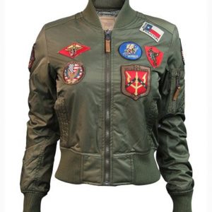 Top Gun MA-1 Womens Olive Bomber Jacket