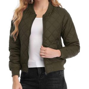 Evie MA-1 Army Green Quilted Bomber Jacket