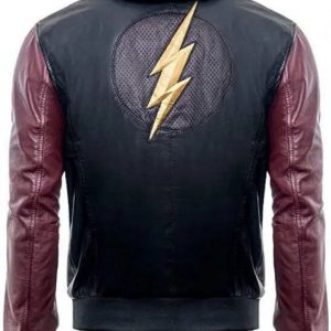 Alternative view of JUSTICE LEAGUE BARRY ALLEN FLASH LEATHER JACKET WITH FLEECE HOODIE