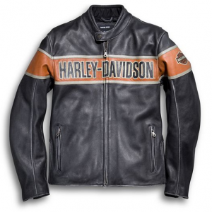 Alternative view of Harley Davidson Black Motorcycle Victory Lane Biker Leather Jacket