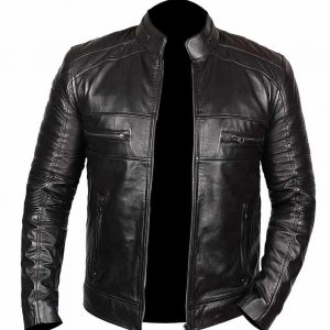 Men Black Stylish Real Leather Biker Motorcycle