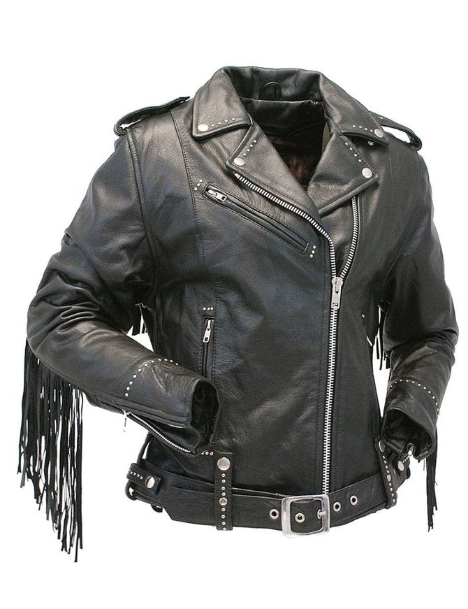 Women Fringe Leather Jacket