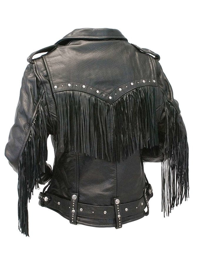 Women Fringe Leather Jacket - Image 2