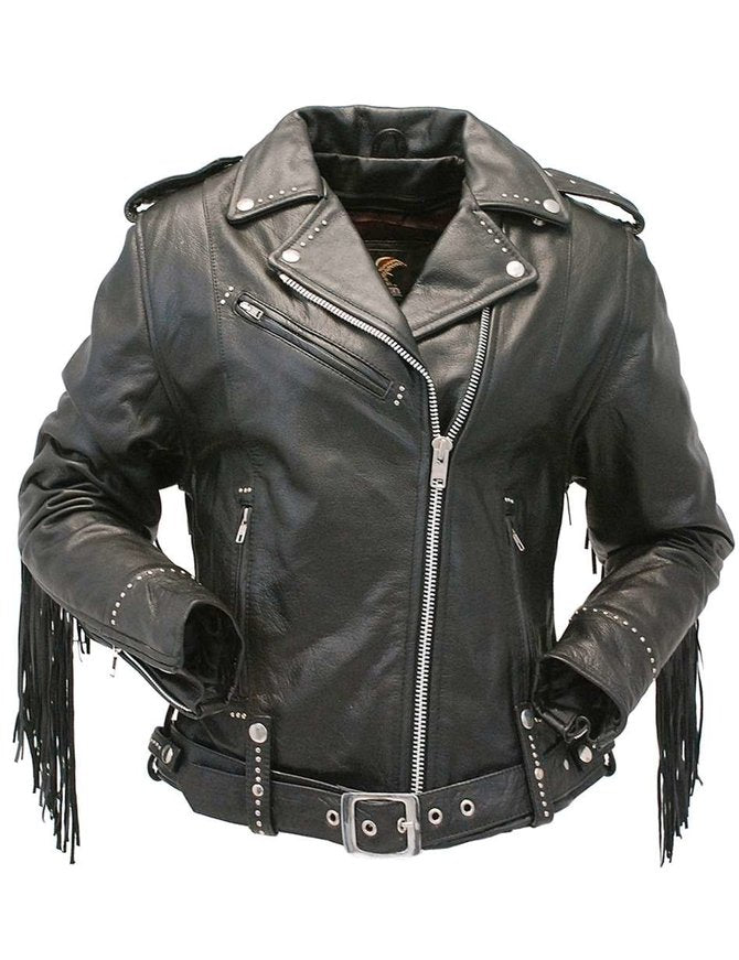 Women Fringe Leather Jacket - Image 3
