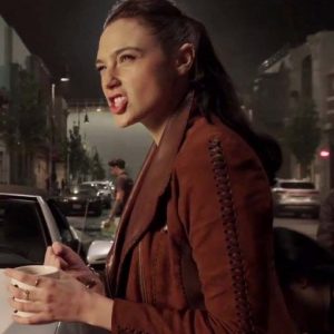 Alternative view of Justice League Wonder Woman Suede Leather Jacket