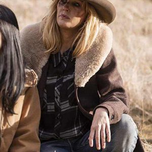 Kelly Reilly Yellowstone Fur Shawl Collar Coat