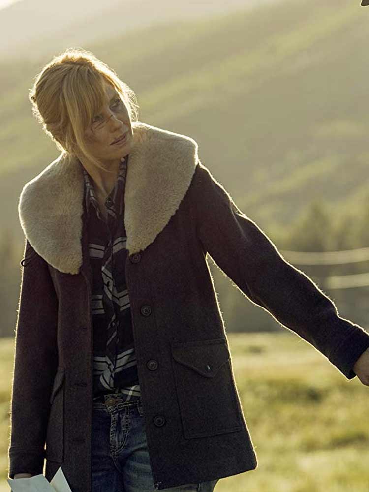 Kelly Reilly Yellowstone Fur Shawl Collar Coat - Image 2