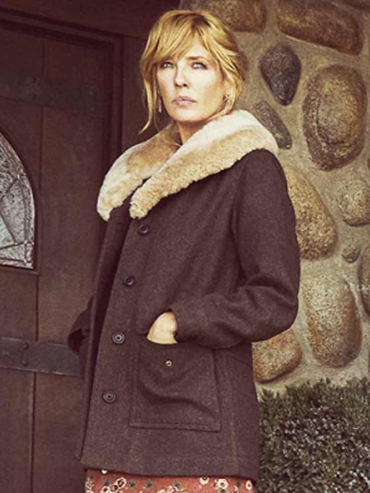 Kelly Reilly Yellowstone Fur Shawl Collar Coat - Image 3