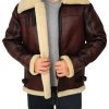 Mens B3 Bomber Shearling Leather Brown Jacket