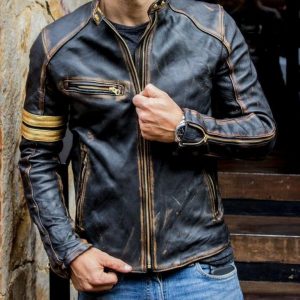 Cafe Racer Vintage Distressed Leather Jacket