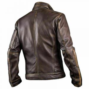 Alternative view of CAFE RACER STYLISH DISTRESSED BROWN BIKER JACKET