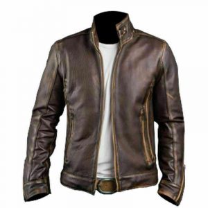 CAFE RACER STYLISH DISTRESSED BROWN BIKER JACKET