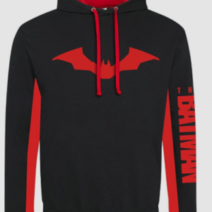 The Batman Icon & Text Hood Black Red Unisex Hoodie
