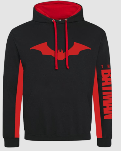 The Batman Icon & Text Hood Black Red Unisex Hoodie