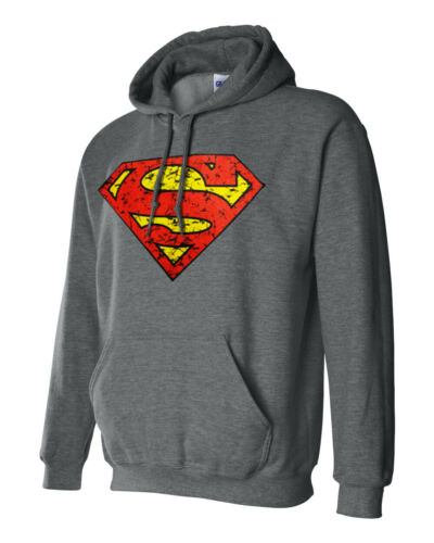 NEW SUPERMAN SHIELD LOGO SUPERHERO COMICS GREY MEN'S WINTER HOODIE SWEATSHIRT - Image 2